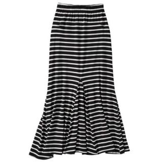 Xhilaration Juniors Godet Maxi Skirt   Black/Ivory Stripe XL(15 17)