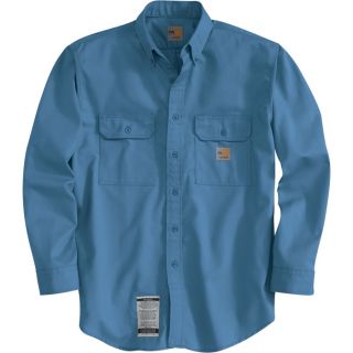 Carhartt Flame Resistant Twill Shirt with Pocket Flap   Blue, Medium, Tall