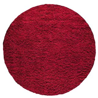 Hand woven Smix Red Wool Rug (5 Round)