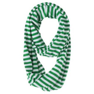 Striped Jersey Knit Infinity Scarf   Green