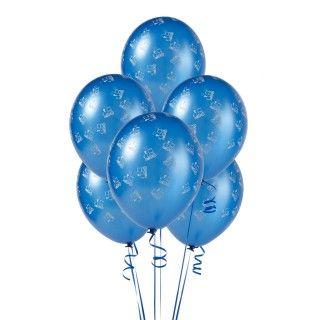 Mid Blue with Trains Matte Balloons