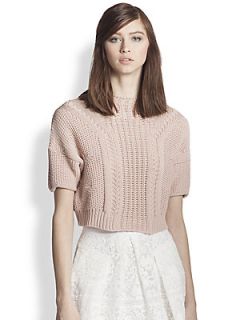 Rebecca Taylor Short Sleeve Cropped Pullover Sweater   Bubble