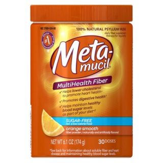 Metamucil Psyllium Fiber Supplement Orange Sugar Free Smooth Texture Powder  