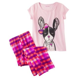 Xhilaration Girls 2 Piece Short Sleeve Cat Pajama Set   Pink L
