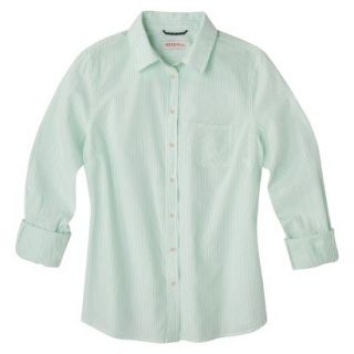 Merona Womens Favorite Button Down Shirt   Lawn   Aqua Stripe   S
