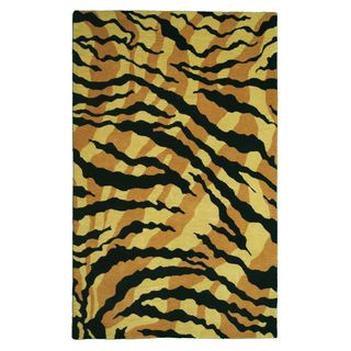 Safari Gold/ Black Wool Area Rug (5 X 8)