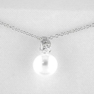 Freshwater Pearl Sterling Silver Pendant Necklace   White