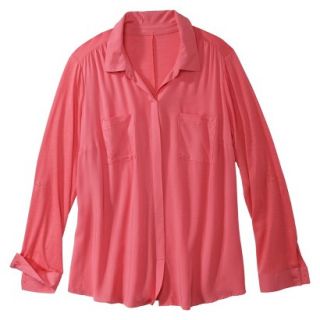 Pure Energy Womens Plus Size 3/4 Sleeve Popover Shirt   Coral X