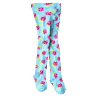 Luvable Friends Infant Toddler Girls Cotton Rose Print Tights   Blue 2T 4T