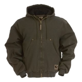 Berne Original Washed Hooded Jacket   Quilt Lined, Olive, XL Tall, Model HJ375