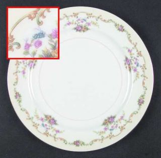 Noritake N189 Dinner Plate, Fine China Dinnerware   Tan/Green Scrolls,Florals,Cr