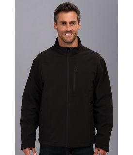 Weatherproof Soft Shell Jacket Stand Collar Open Bottom Mens Coat (Black)