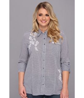 Stetson Plus Size 9041 Gingham Check Shirt Womens Long Sleeve Button Up (Blue)