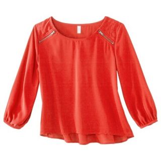 Xhilaration Juniors Long Sleeve Quilted Top   Hypercoral XL(15 17)