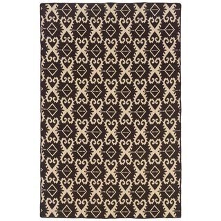 Foundation Collection Brown Ikat Reversible Rug (5 X 8)