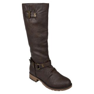 Womens Bamboo By Journee Buckle Boots   Cognac 7.5