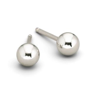 White Gold Earrings, 14K 4mm Ball Stud, Womens