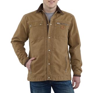 Sandstone Multi Pocket Quilt Lined Jacket   Frontier Brown, Large Tall, Model