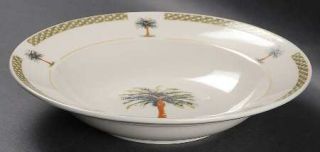 Gibson Designs Palm Bay Large Rim Soup Bowl, Fine China Dinnerware   Palm Trees,