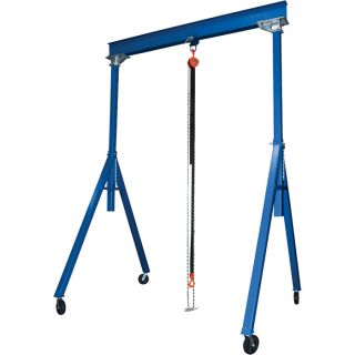 Vestil Adjustable Steel Gantry Crane   2,000 Lb. Capacity, 20 Ft. L I Beam,