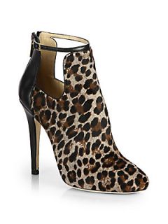 Jimmy Choo Luther Calf Hair Cutout Ankle Boots   Leopard