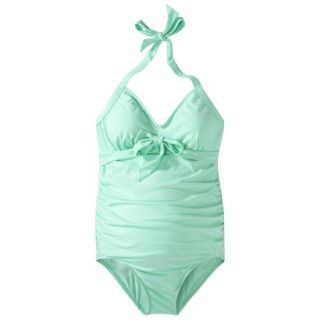 Womens Maternity Halter One Piece Swimsuit   Mint Green XS