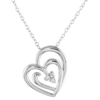 Silver 0.05ct Diamond Heart Pendant With Chain