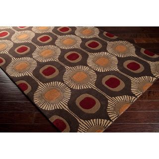 Hand tufted Bastogne Espresso Moroccan Tile Wool Rug (5 X 8)