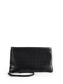 Christian Louboutin Studded Leather Shoulder Clutch   Nude