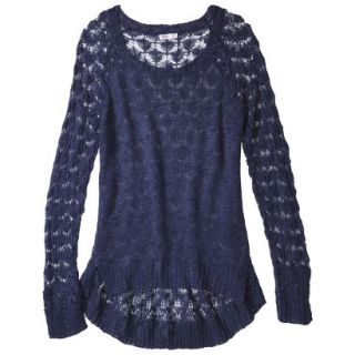 Xhilaration Juniors Crochet Back Sweater   Twilight Blue S(3 5)