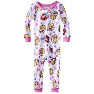 Disney Princess Infant Toddler Girls Footed Blanket Sleeper   White 4T