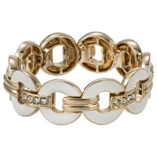 Lonna & Lilly Ivory Enamel Circle Stretch Bracelet with Clear Stone Accents  