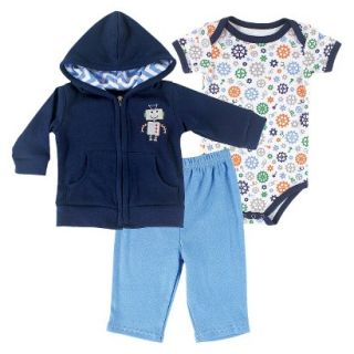 Hudson Baby Newborn Boys Hoodie, Pant and Bodysuit Set   Blue 6 9 M