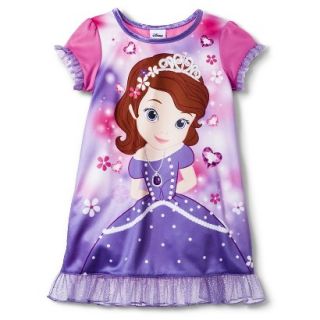 Disney Sofia the First Toddler Girls Short Sleeve Nightgown   Purple 2T
