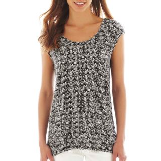 A.N.A Scoopneck Top, Blk/wht Print, Womens