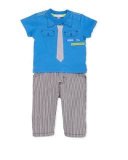 Urban Squad Graphic Tee, Striped Pants & Socks Set, 12 24 Months