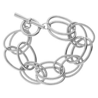 Metal Multi Ring Bracelet with Toggle Closure   Silver