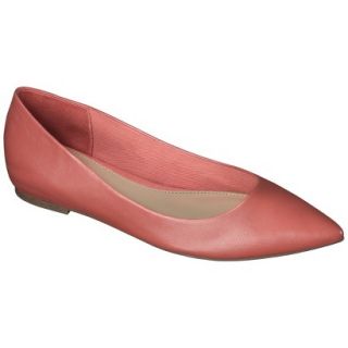 Womens Merona Avalyn Genuine Leather Pointed Toe Flats   Coral 10