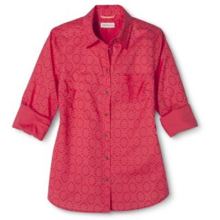 Merona Womens Favorite Button Down Shirt   Blazing Coral   XS