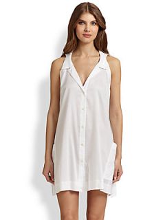 Donna Karan Sleeveless Cotton Sleepshirt   White
