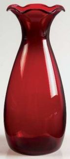 Anchor Hocking Royal Ruby Crimped Vase   Dark Red,Depression Glass