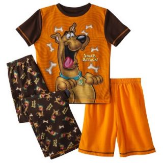 Scooby Doo Boys 3 Piece Short Sleeve Pajama Set   Brown M