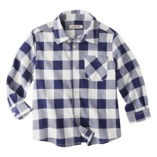 Cherokee Infant Toddler Boys Plaid Button Down Shirt   Black 3T