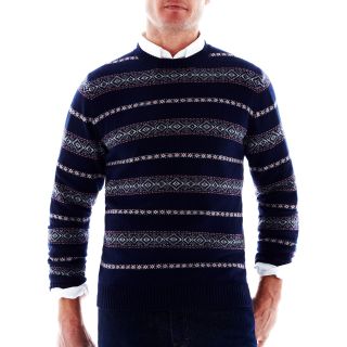 St. Johns Bay Fair Isle Knit Sweater, Navy, Mens