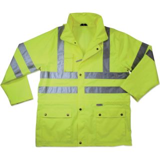 Ergodyne High Visibility Class 3 Rain Jacket   Lime, 2XL, Model 8365