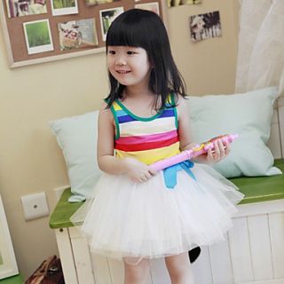 Girls Stripe Bow Tutu Sleeveless Dresses