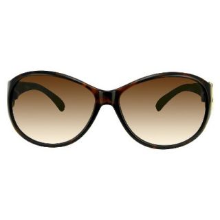 Womens Round Sunglasses with Small Rhinestone Detail   Tortoise