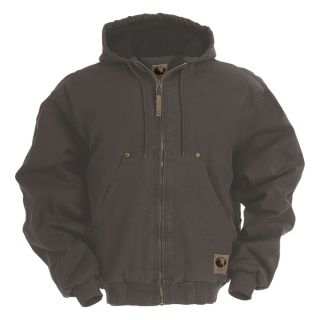 Berne Original Washed Hooded Jacket   Quilt Lined, Gray, Medium Tall, Model