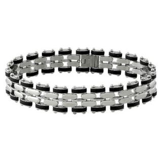 Stainless Steel and Rubber Mens link Bracelet