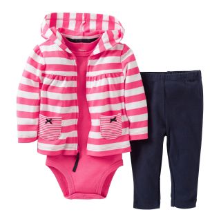 Carters Carter s 3 pc. Striped Hoodie Set   Girls newborn 24m, Pink, Pink,